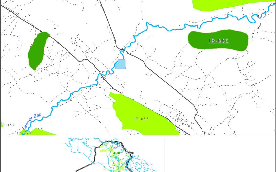 Small farms at wells in the Kirkuk muhafadha , in the Lesser Zab river basin